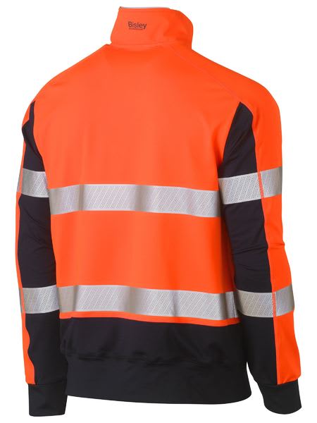 Bisley, Hi Vis Zip Fleece Pullover, BK6817T - Orange/Navy (Size: SM)