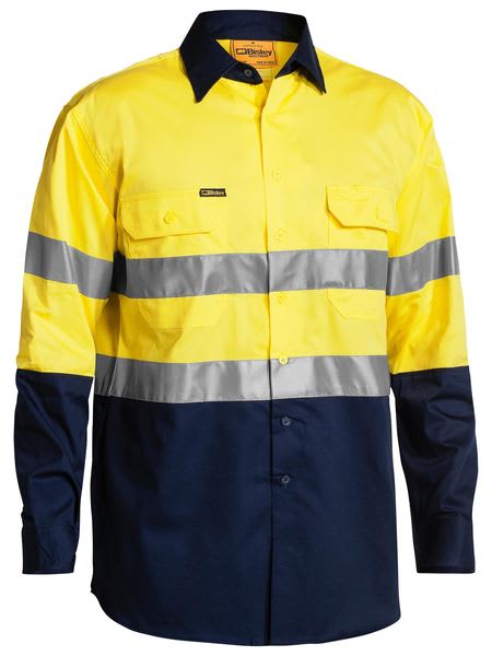 Bisley, Hi Vis Lightweight Shirt, BS6896 - Yellow/Navy (Size: 3XL)