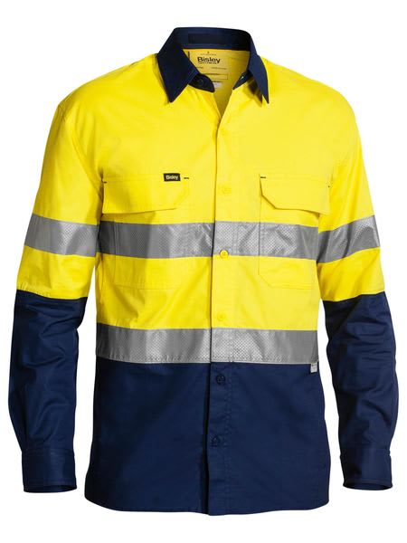 Bisley, Hi Vis Airflow Ripstop Shirt, BS6415 - Orange/Navy (Size: L)