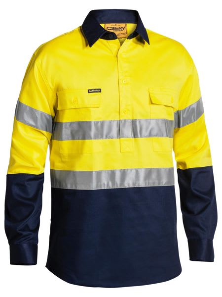 Bisley, Hi Vis Closed Front Shirt, BTC6456 - Yellow/Navy (Size: 3XL)