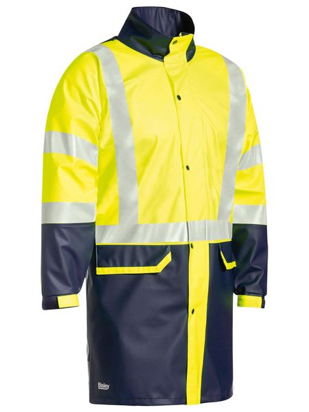 Bisley, Hi Vis Stretch PU Rain Coat, BJ6935HT - Yellow/Navy (Size: 3XL)