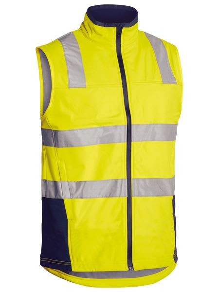 Bisley, Hi Vis Soft Shell Vest, BV0348T - Fluro Yel/Navy (Size: 4XL)