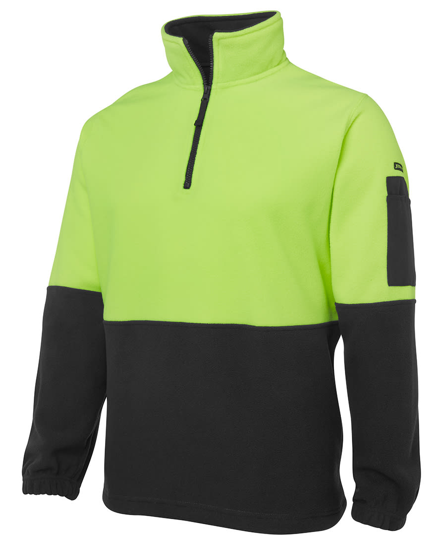 JB's Wear, Hi Vis Zip Polar Fleece, 6HVPF - Lime/Black (Size: XS)