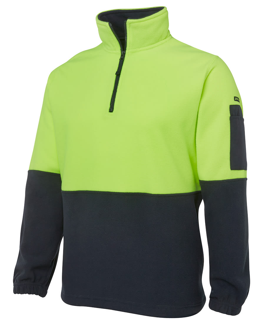 JB's Wear, Hi Vis Zip Polar Fleece, 6HVPF - Lime/Navy (Size: L)