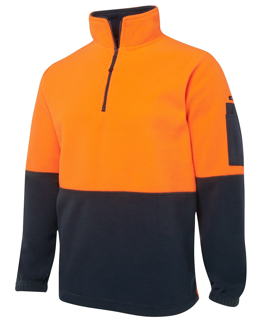 JB's Wear, Hi Vis Zip Polar Fleece, 6HVPF - Orange/Navy (Size: S)