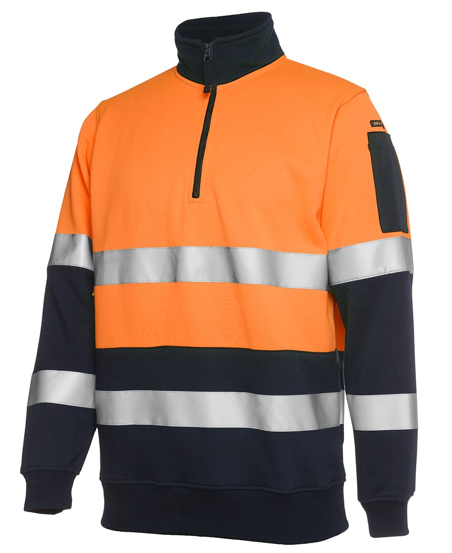 JB's Wear, Hi Vis Zip Fleece Jumper, 6HZFS - Lime/Navy (Size: S)