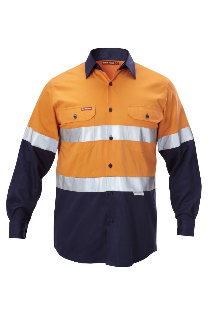Hard Yakka, Hi Vis Shirt, Y07990 - Orange/Navy (Size: S)