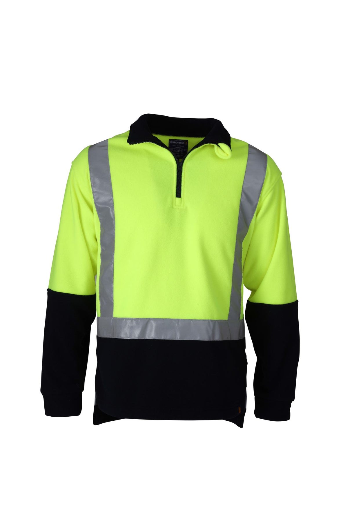 Workhorse, Hi Vis 1/4 Zip Fleece Pullover, MFL008 - Yellow/Navy - Size: S