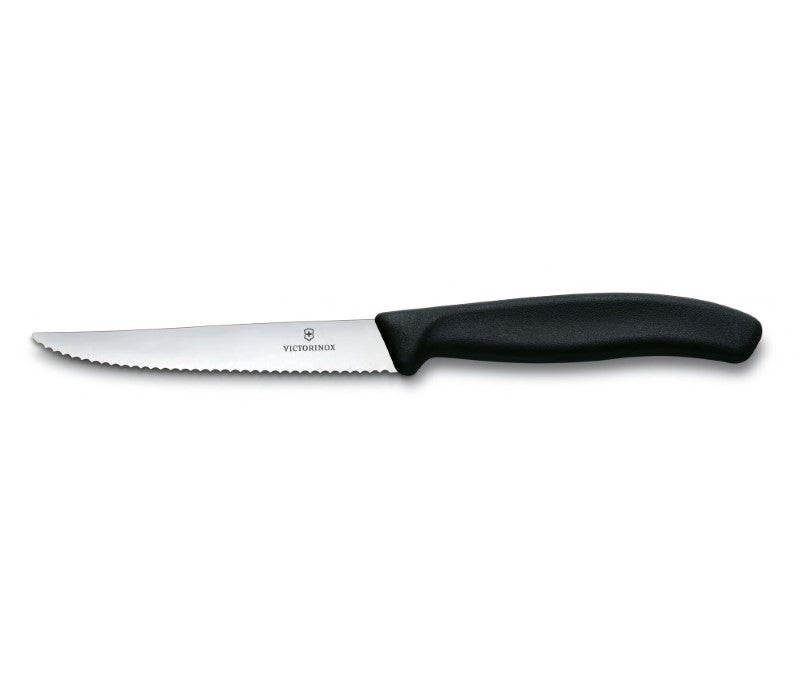 Steak Knife - Victorinox W/Edge Pointed Black Handle