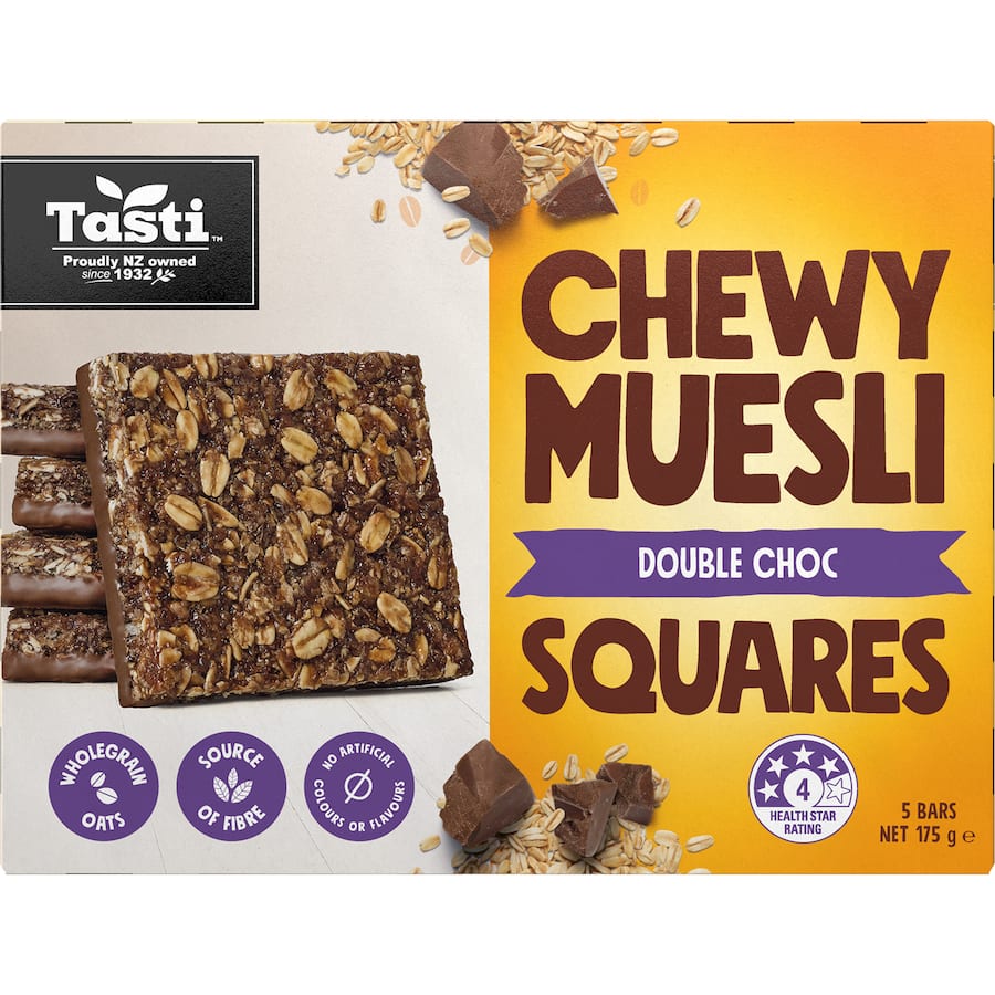 Tasti Chewy Muesli Squares Double Choc 5pk 175g