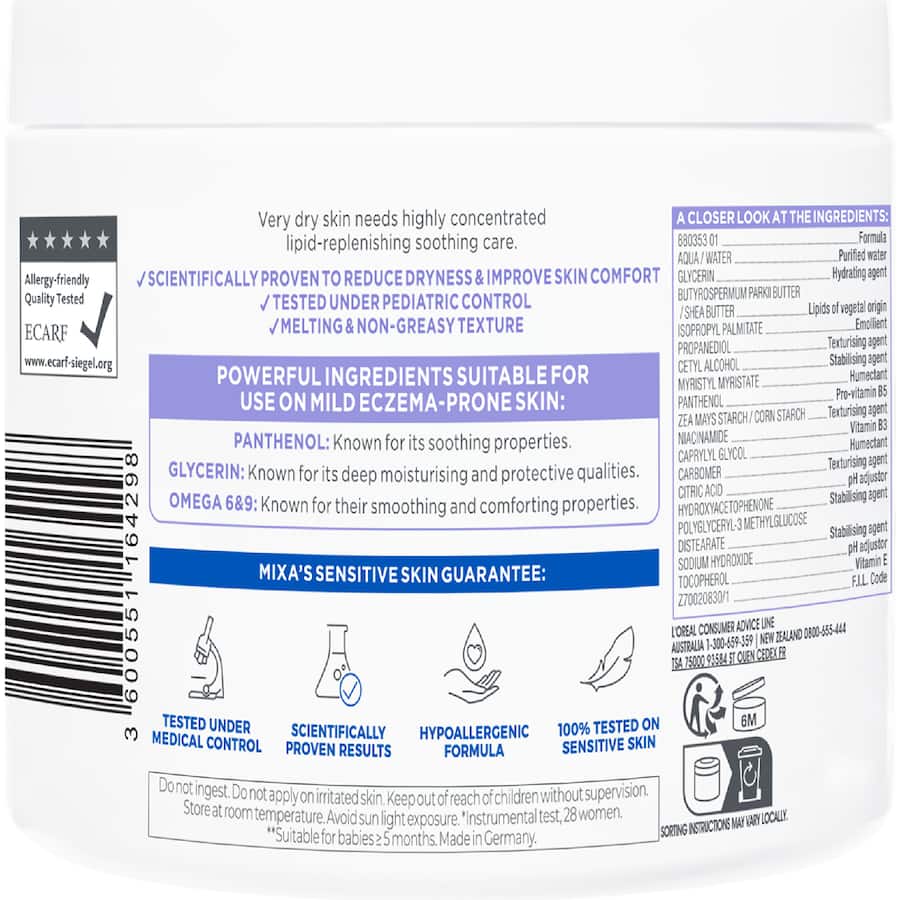 Mixa Body Cream Panthenol Comfort 400mL