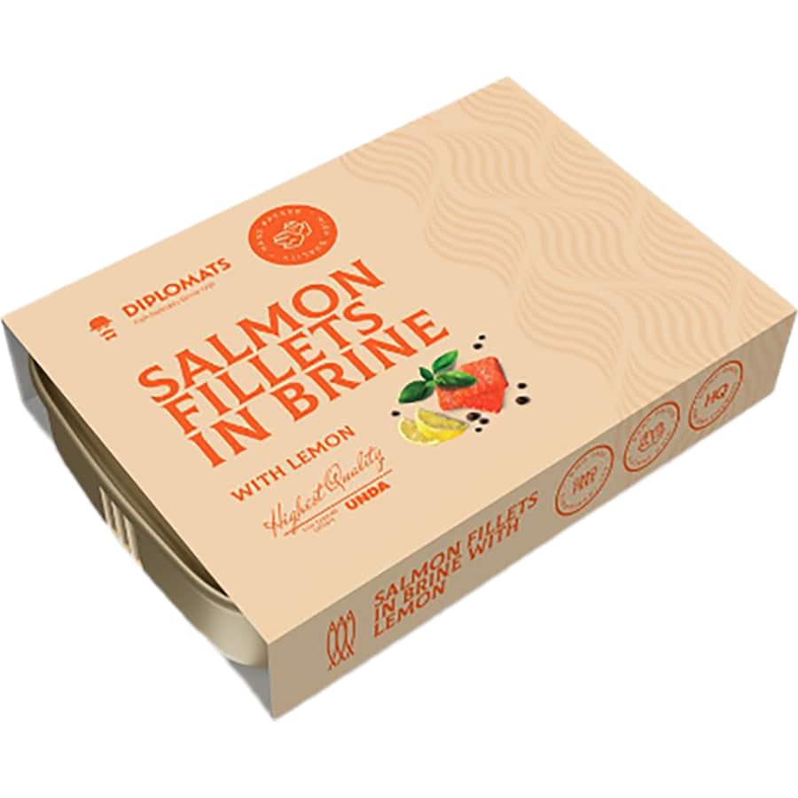 Diplomats Salmon Fillets In Brine With Lemon Tin 140g