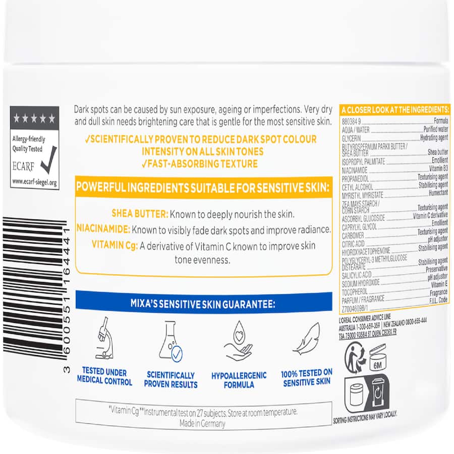 Mixa Body Cream Niacinamide Bright 400mL