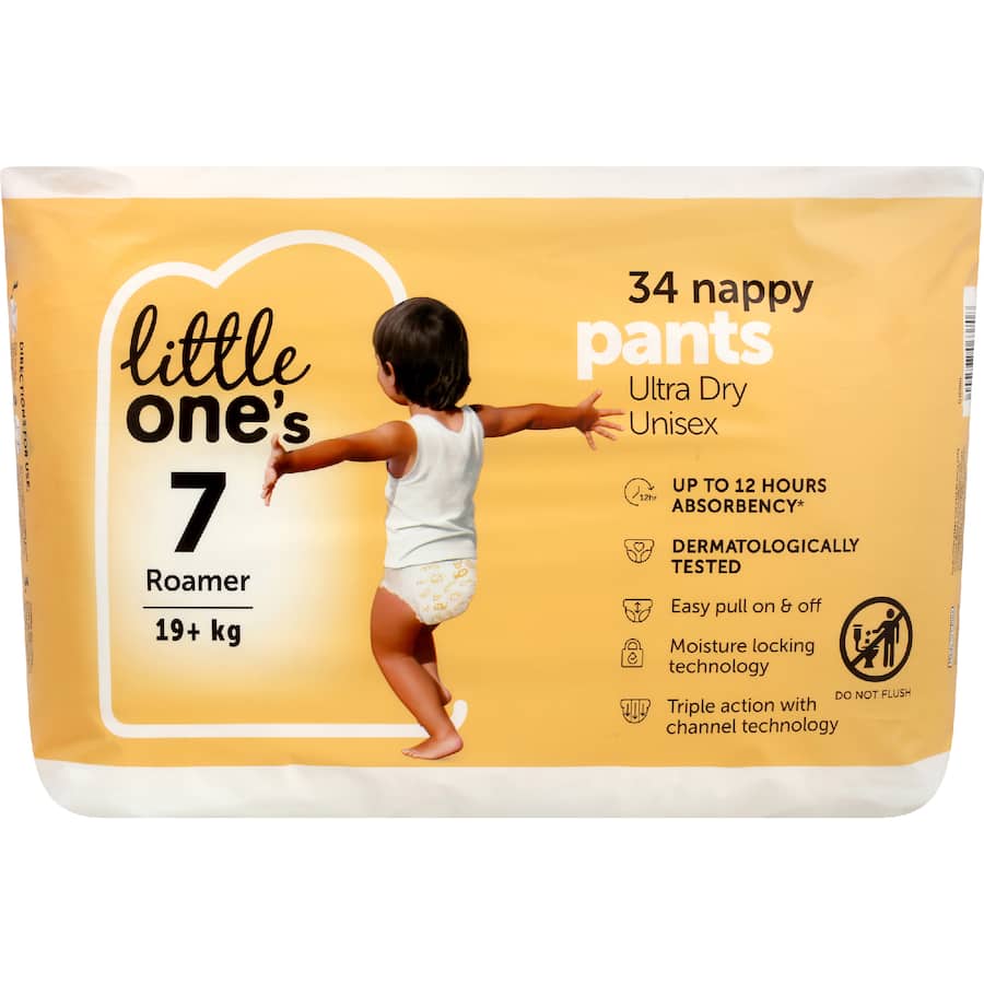 Little One's Nappy Pants Roamer Boys & Girls Size 7 34pack