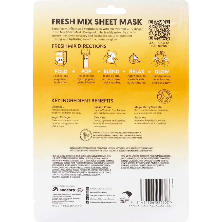 By Nature Face Mask Fresh Mix Vitamin C + Collagen 30mL