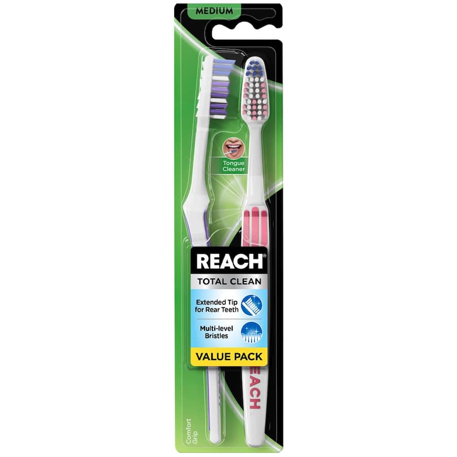 Reach Toothbrush Total Clean Medium 2pack