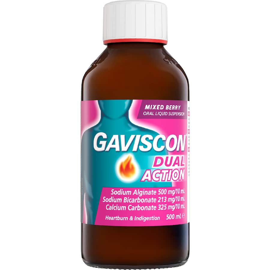 Gaviscon Dual Action Liquid Heartburn & Indigestion Relief Mixed Berry 500mL
