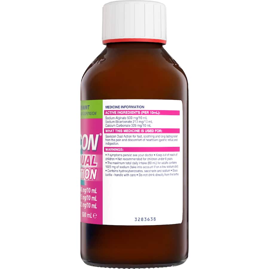 Gaviscon Dual Action Liquid Heartburn & Indigestion Relief Peppermint 500mL