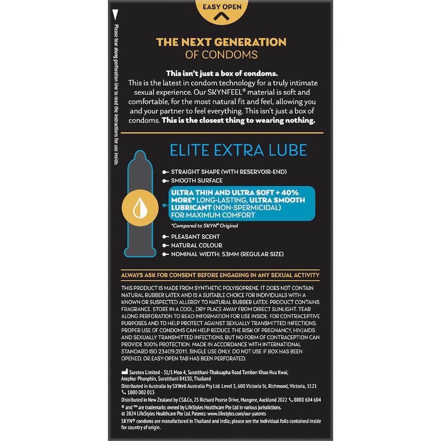 Skyn Elite Condoms Extra Lube 10pack