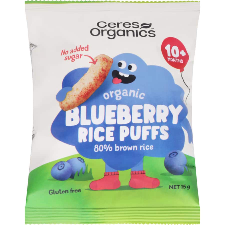 Ceres Organics Rice Puffs Blueberry 15g
