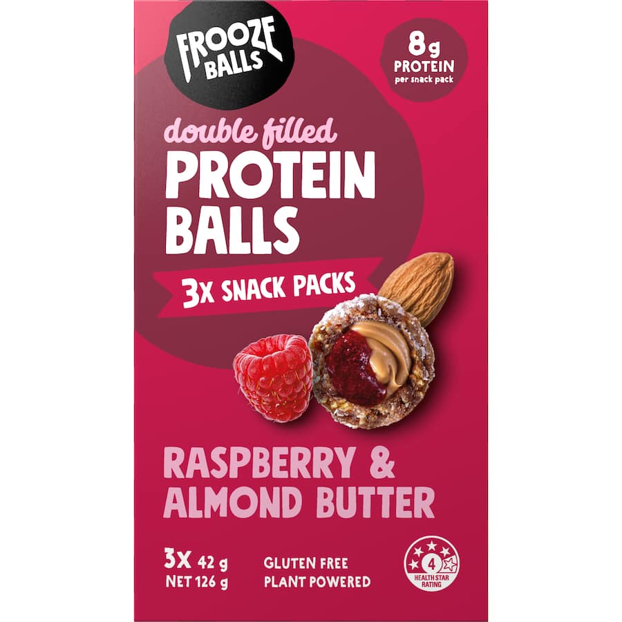 Frooze Balls Protein Snack Balls Raspberry & Almond Box 3x42g