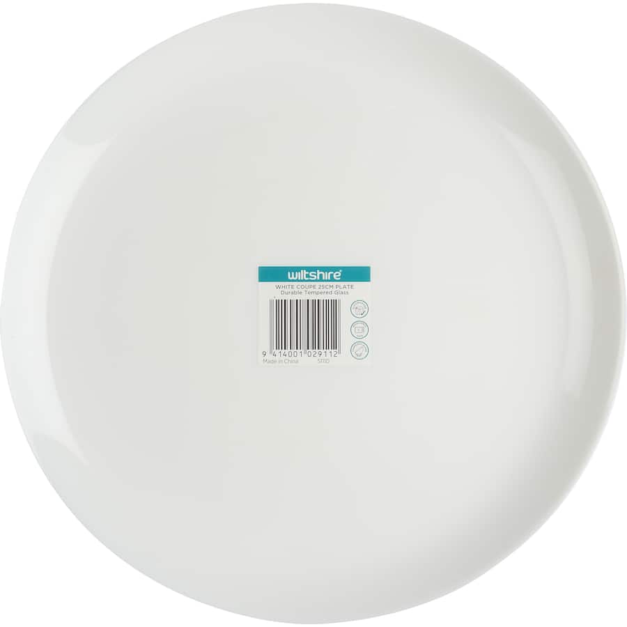 Wiltshire Dinner Plate White Coupe Glass 25cm