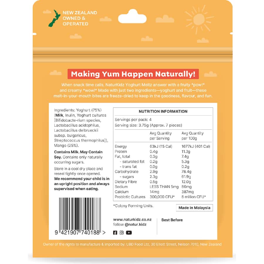Naturkidz Yoghurt Meltz Baby Snacks Mango 15g