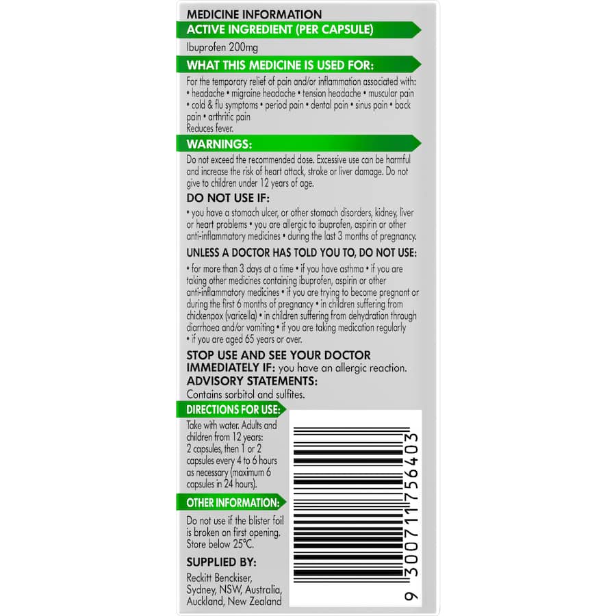 Nurofen Pain Relief Zavance Liquid Minicaps 16 pack