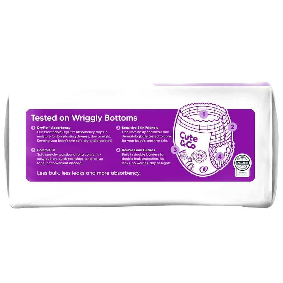 Cute & Co Nappy Pants Junior Boys & Girls 16+ Kg Size 6 28pack