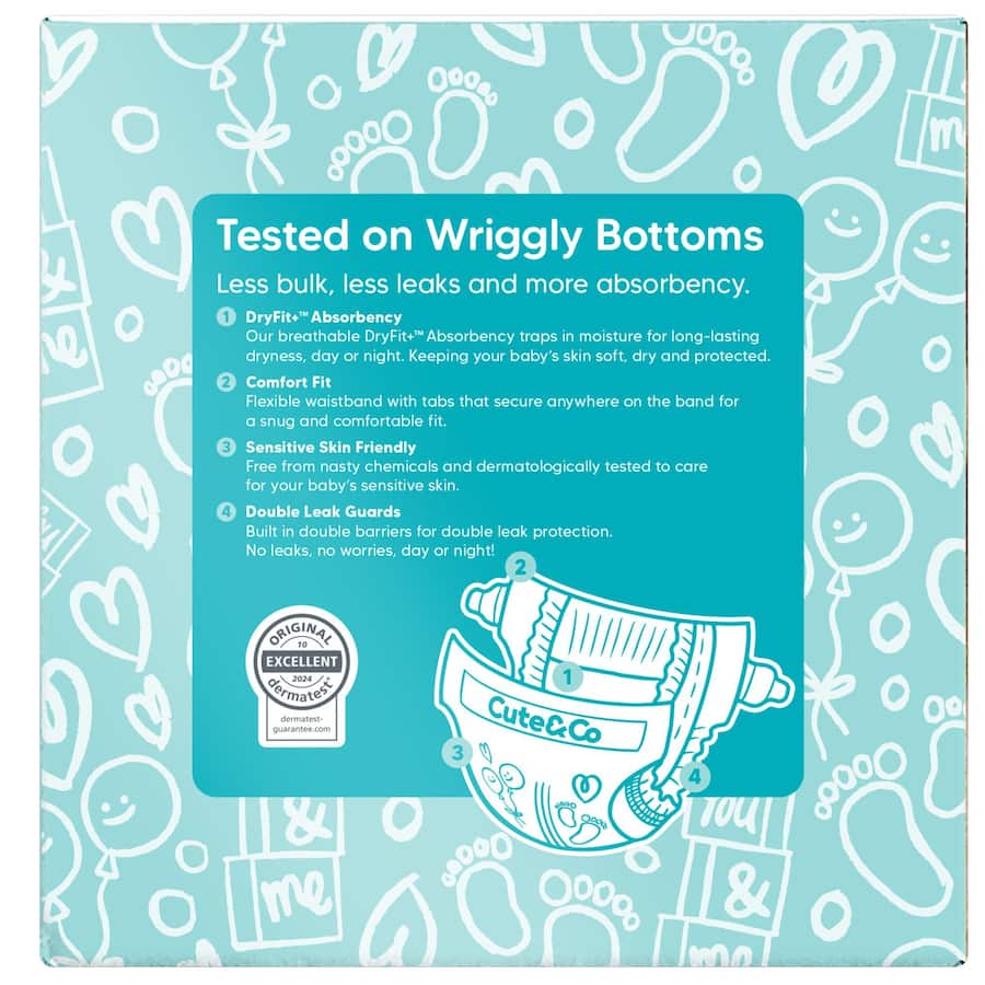 Cute & Co Nappies Toddler Boys & Girls 10-14kg Size 4 72pack