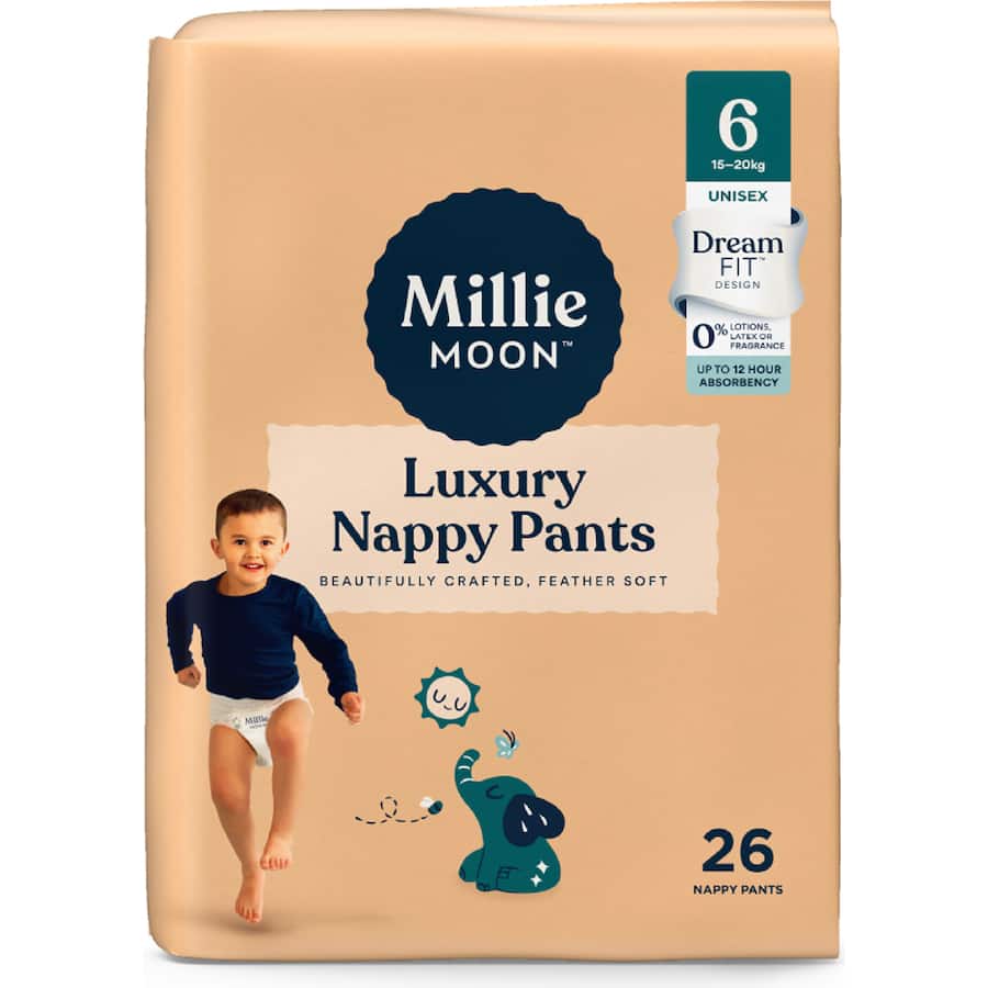 Millie Moon Nappy Pants Junior Boys & Girls 16+ Kg Size 6 26pack