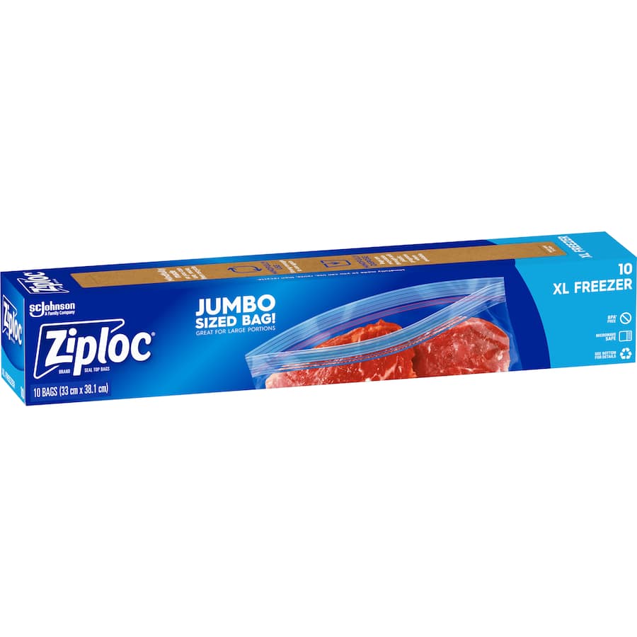 Ziploc Freezer Bags Jumbo Size Xl 10pack