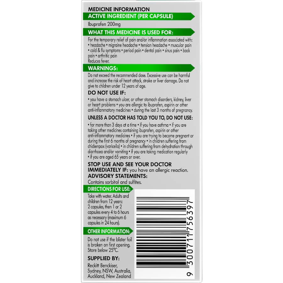 Nurofen Pain Relief Zavance Mini Liquid Caps 8 pack