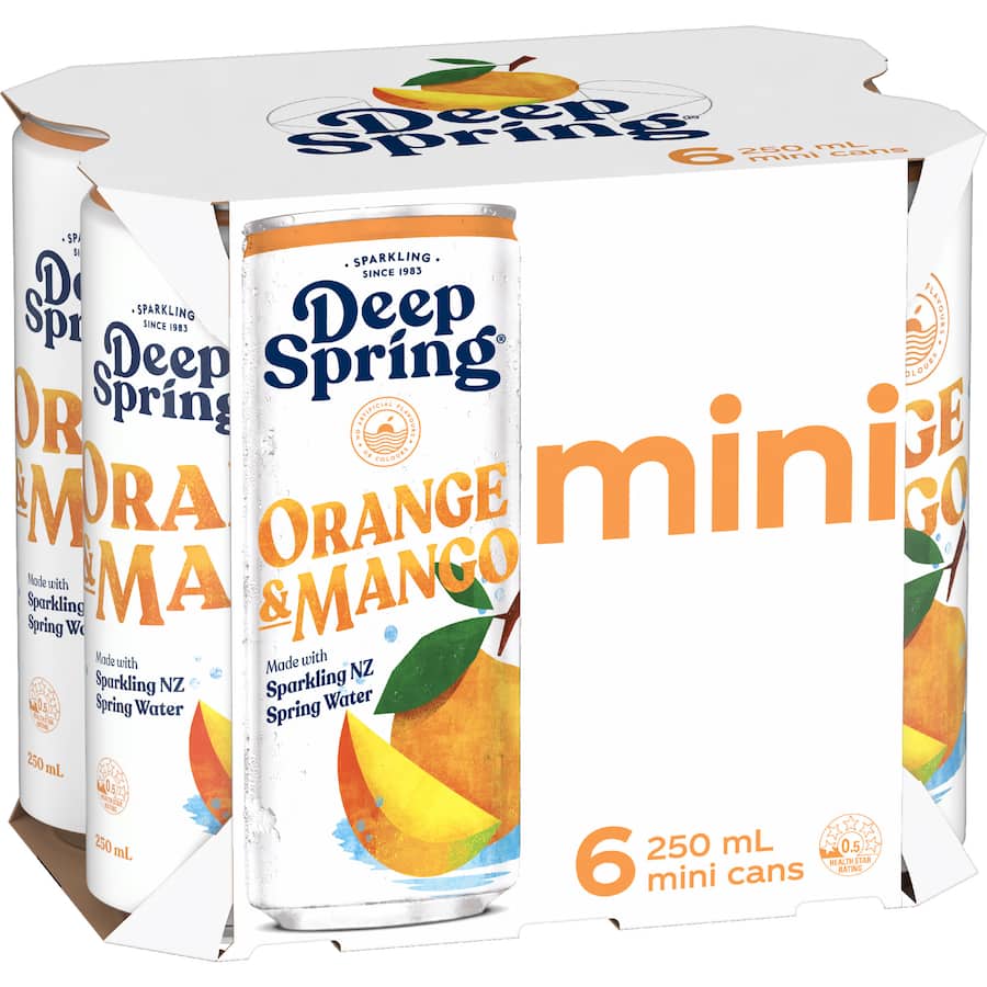 Deep Spring Soft Drink Orange & Mango 250ml cans 6pack