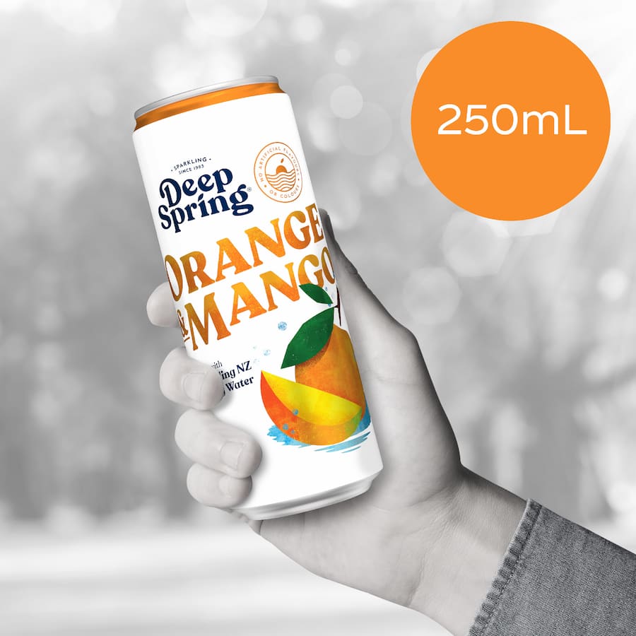 Deep Spring Soft Drink Orange & Mango 250ml cans 6pack