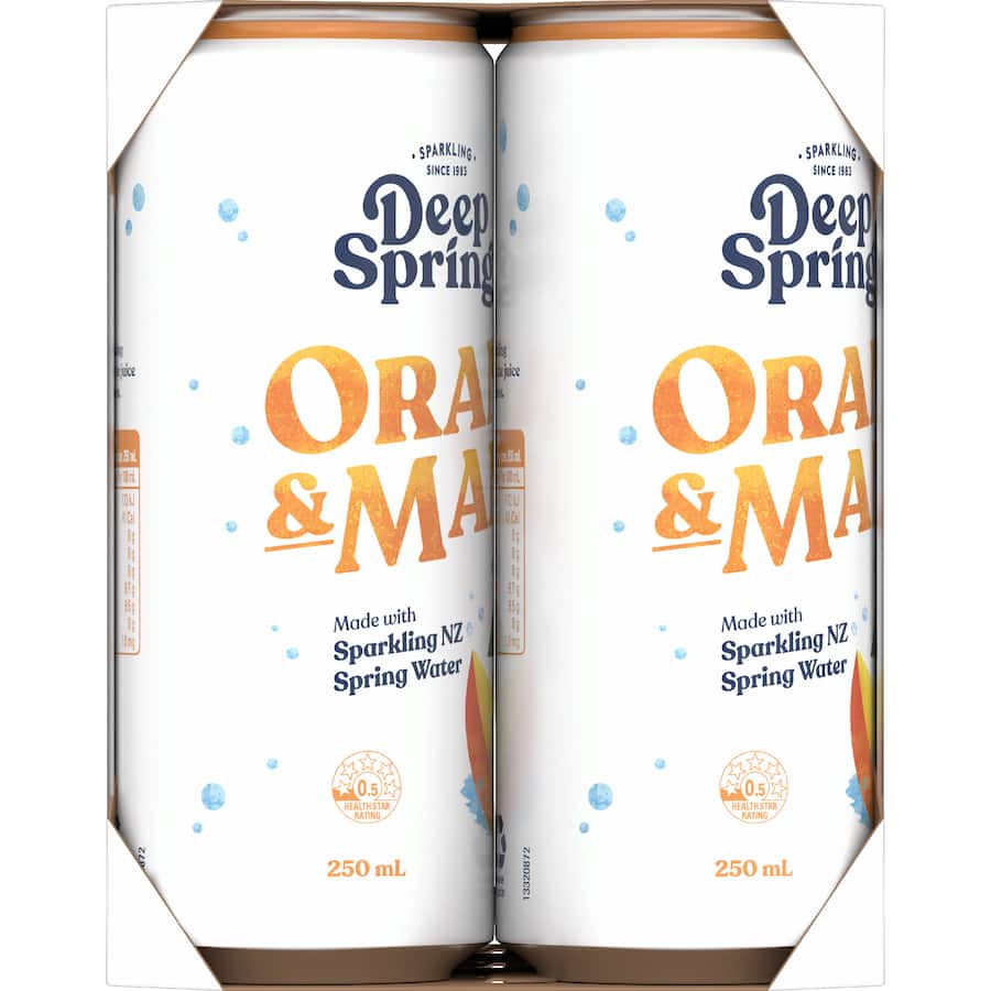 Deep Spring Soft Drink Orange & Mango 250ml cans 6pack