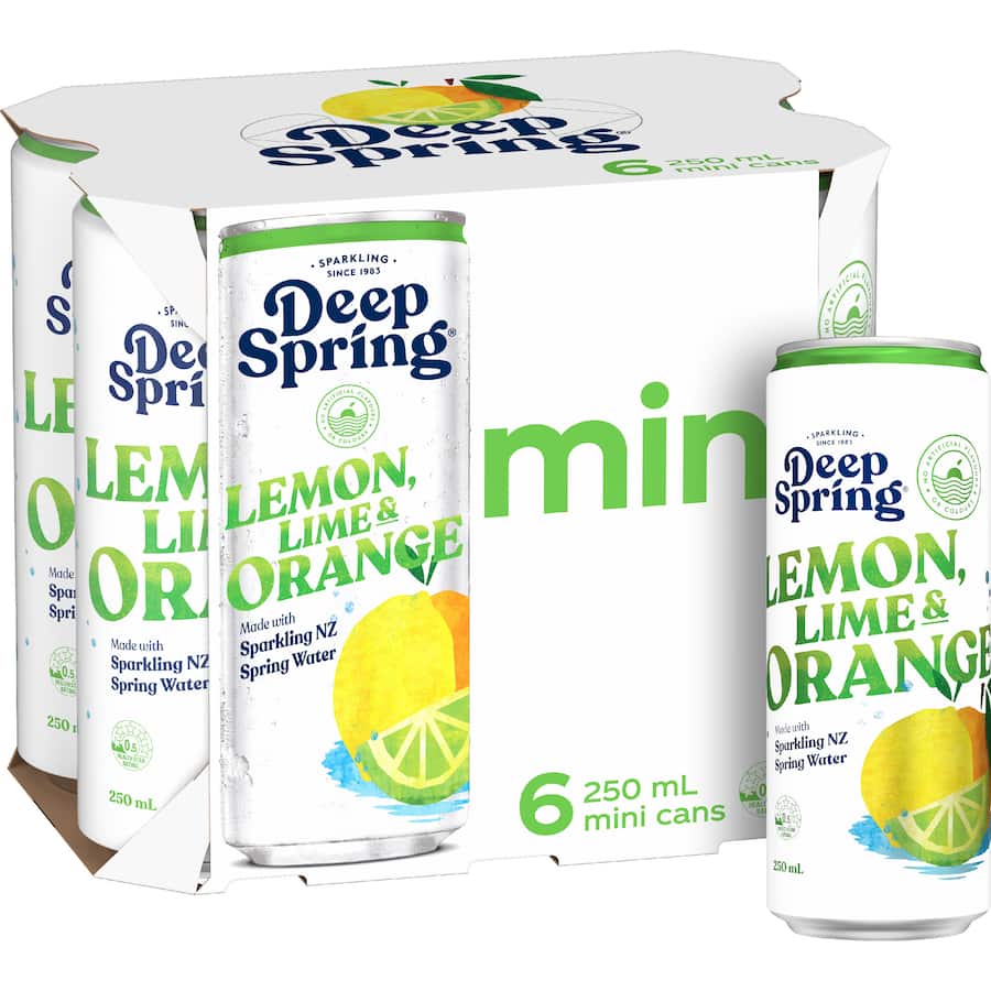 Deep Spring Soft Drink Lemon Lime & Orange 250ml cans 6pack