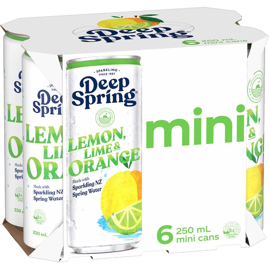 Deep Spring Soft Drink Lemon Lime & Orange 250ml cans 6pack