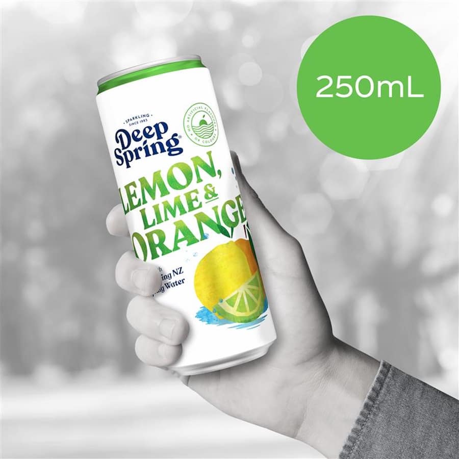 Deep Spring Soft Drink Lemon Lime & Orange 250ml cans 6pack