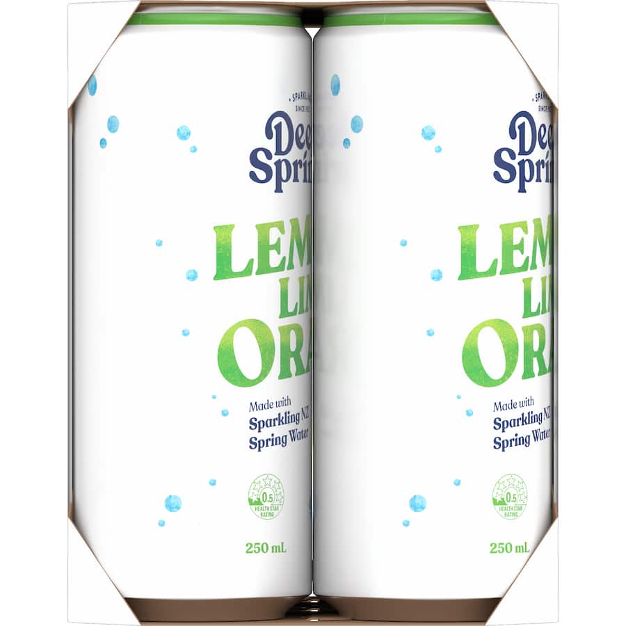 Deep Spring Soft Drink Lemon Lime & Orange 250ml cans 6pack