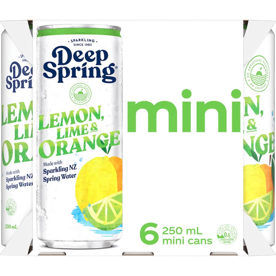 Deep Spring Soft Drink Lemon Lime & Orange 250ml cans 6pack