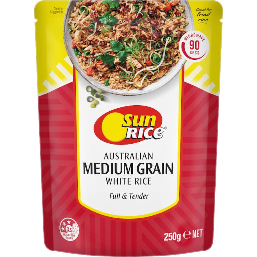 Sunrice Microwave Rice 90sec Medium Grain 250g