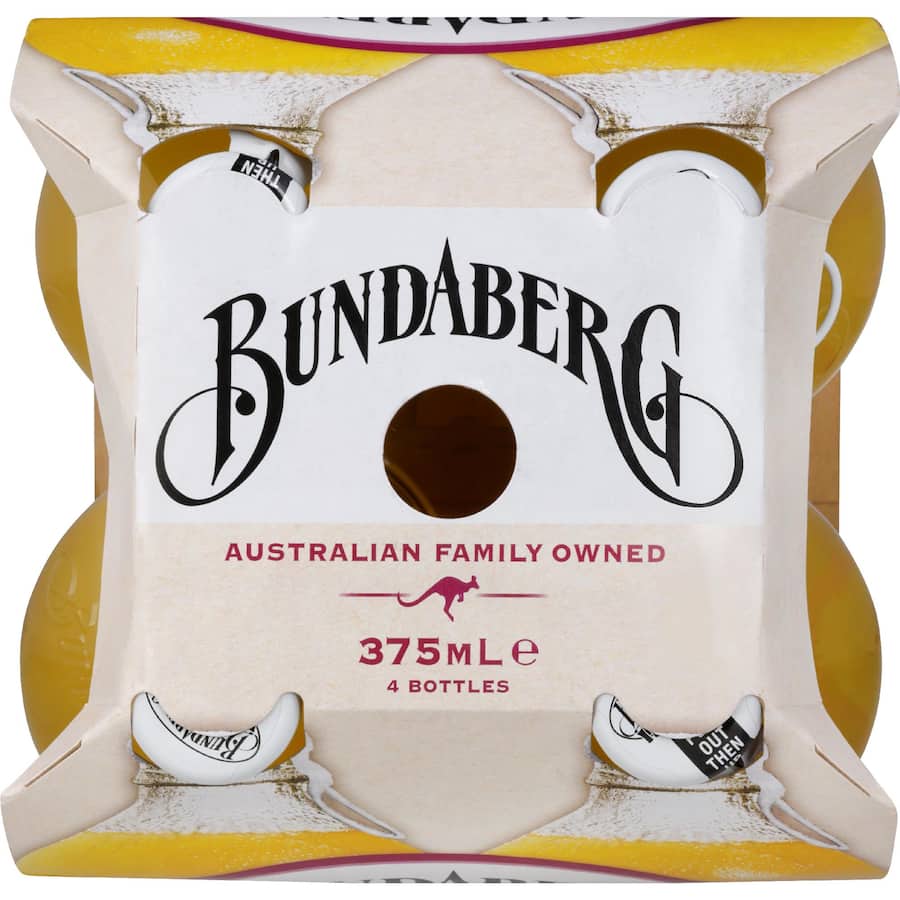 Bundaberg Diet Sparkling Fruit Drink Passionfruit Bottles 4x375mL