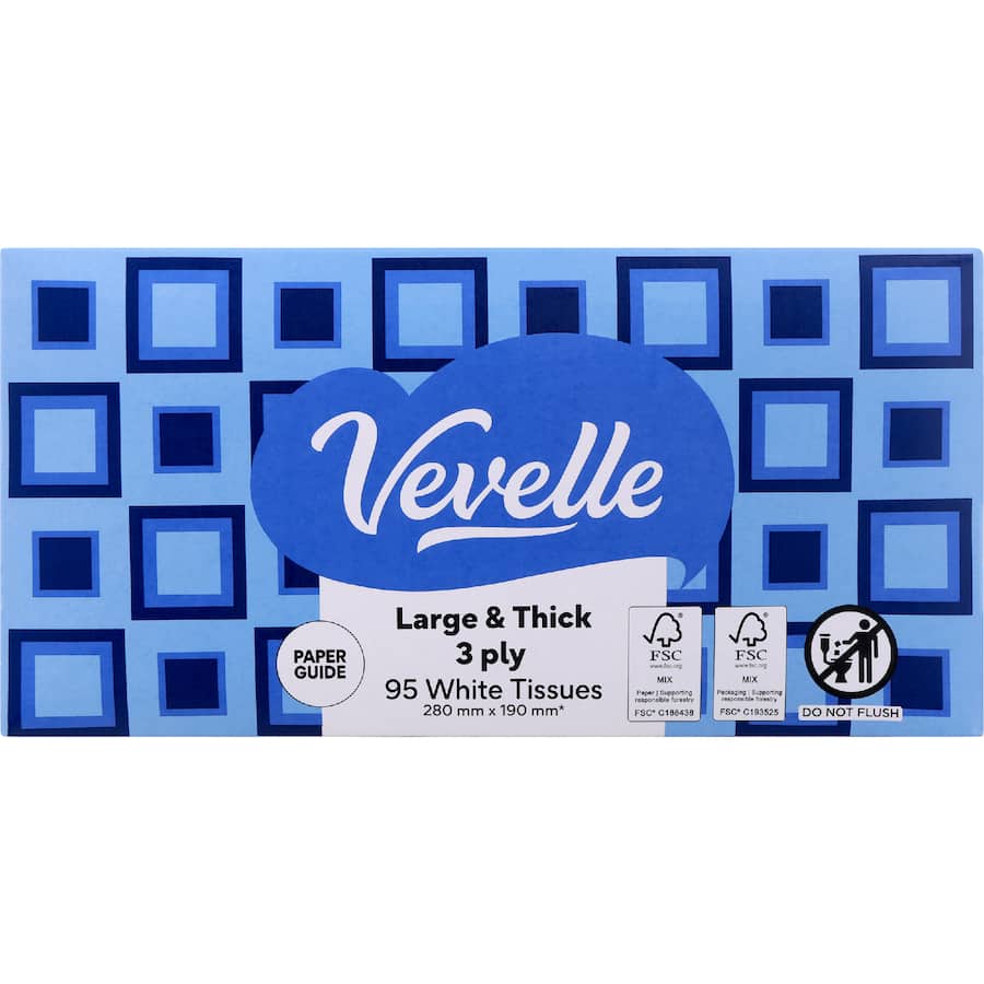 Vevelle Facial Tissue 3 Ply Large And Thick - 95 pack