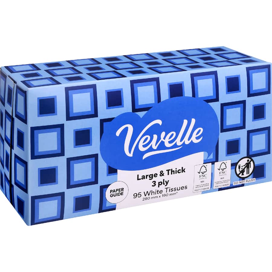 Vevelle Facial Tissue 3 Ply Large And Thick - 95 pack