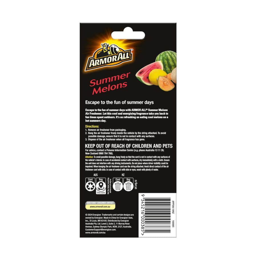 Armor All Car Freshener Summer Melon 1pack