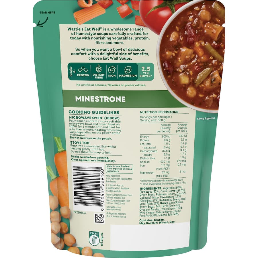 Wattie's Eat Well Soup Minestrone Pouch 380g