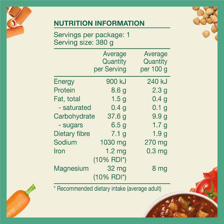 Wattie's Eat Well Soup Minestrone Pouch 380g