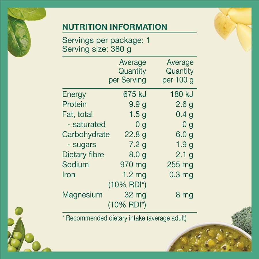 Wattie's Eat Well Soup Pea & Broccoli Pouch 380g