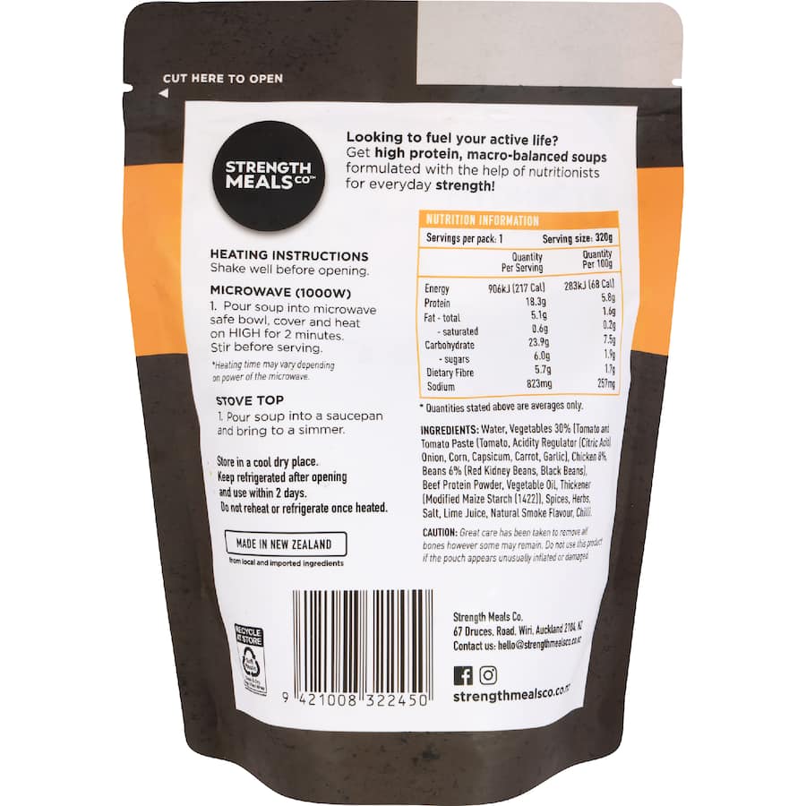 Strength Meals Co Soup Smoky Chicken & Bean Pouch 320g